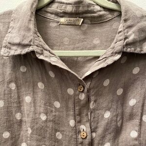 Laura Gotti Linen Polka Dot Dress